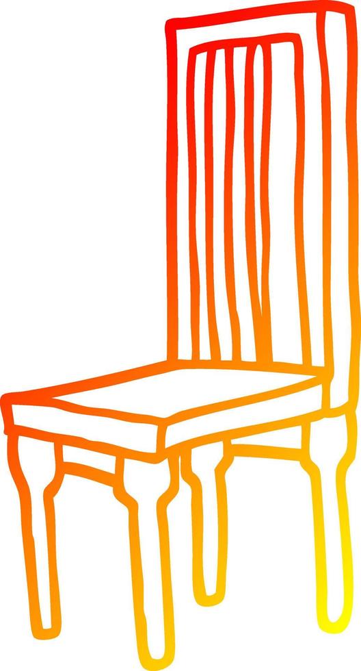 warm gradient line drawing cartoon wooden chair vector