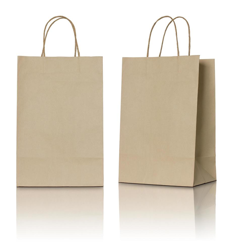 brown paper bag on white background photo