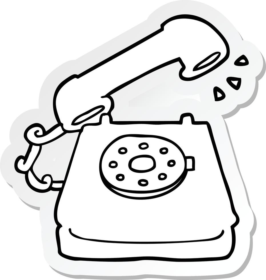 sticker of a cartoon ringing telephone vector