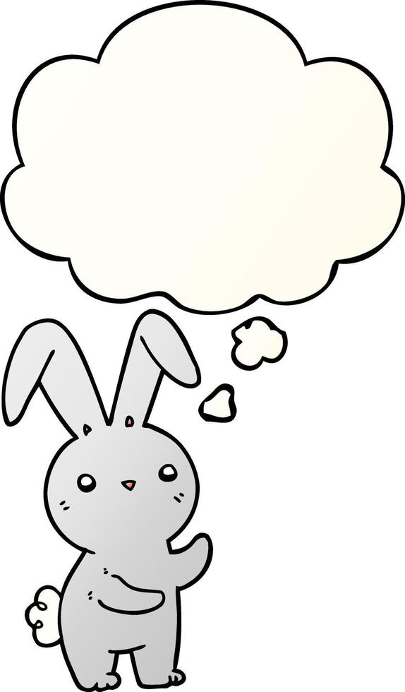 cute cartoon rabbit and thought bubble in smooth gradient style vector