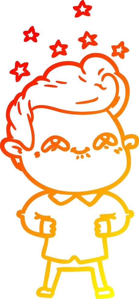 warm gradient line drawing cartoon excited man vector