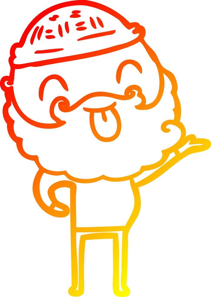 warm gradient line drawing man with beard sticking out tongue vector