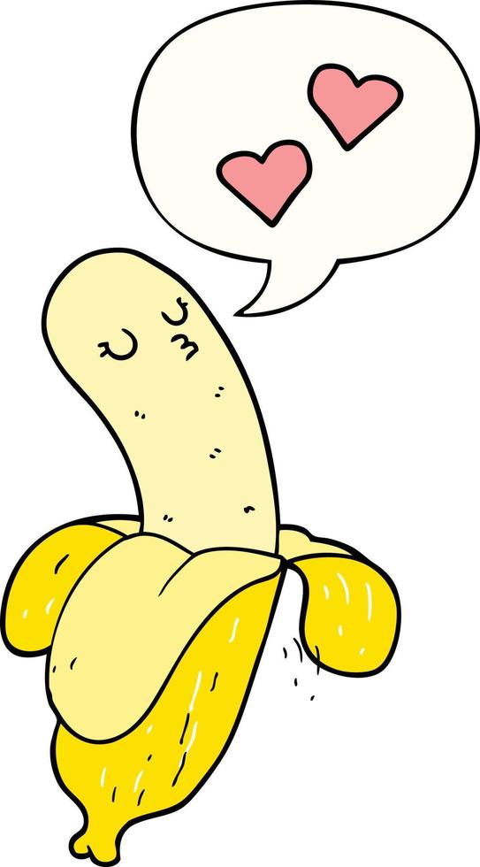 cartoon banana in love and speech bubble vector