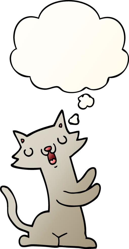cartoon cat and thought bubble in smooth gradient style vector