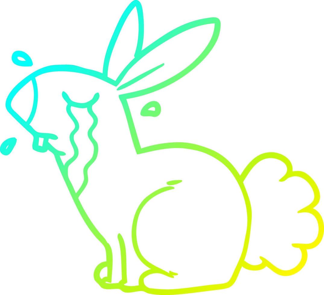 cold gradient line drawing cartoon bunny rabbit crying vector