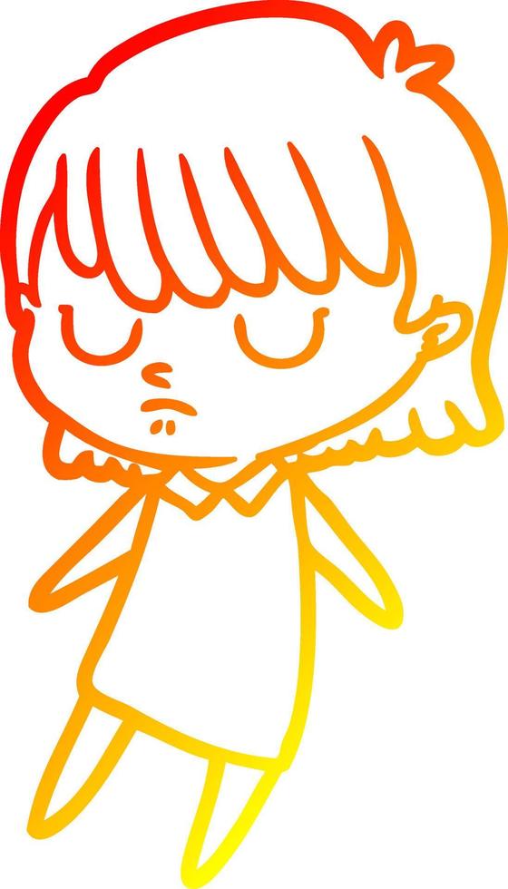 warm gradient line drawing cartoon woman vector