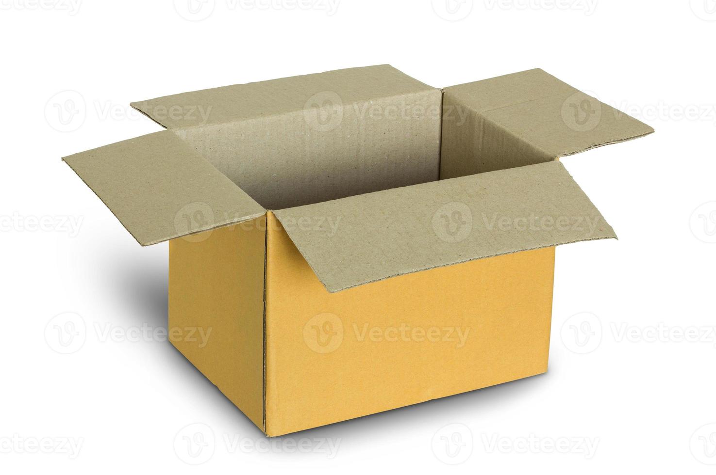 opened cardboard box isolated on white background photo