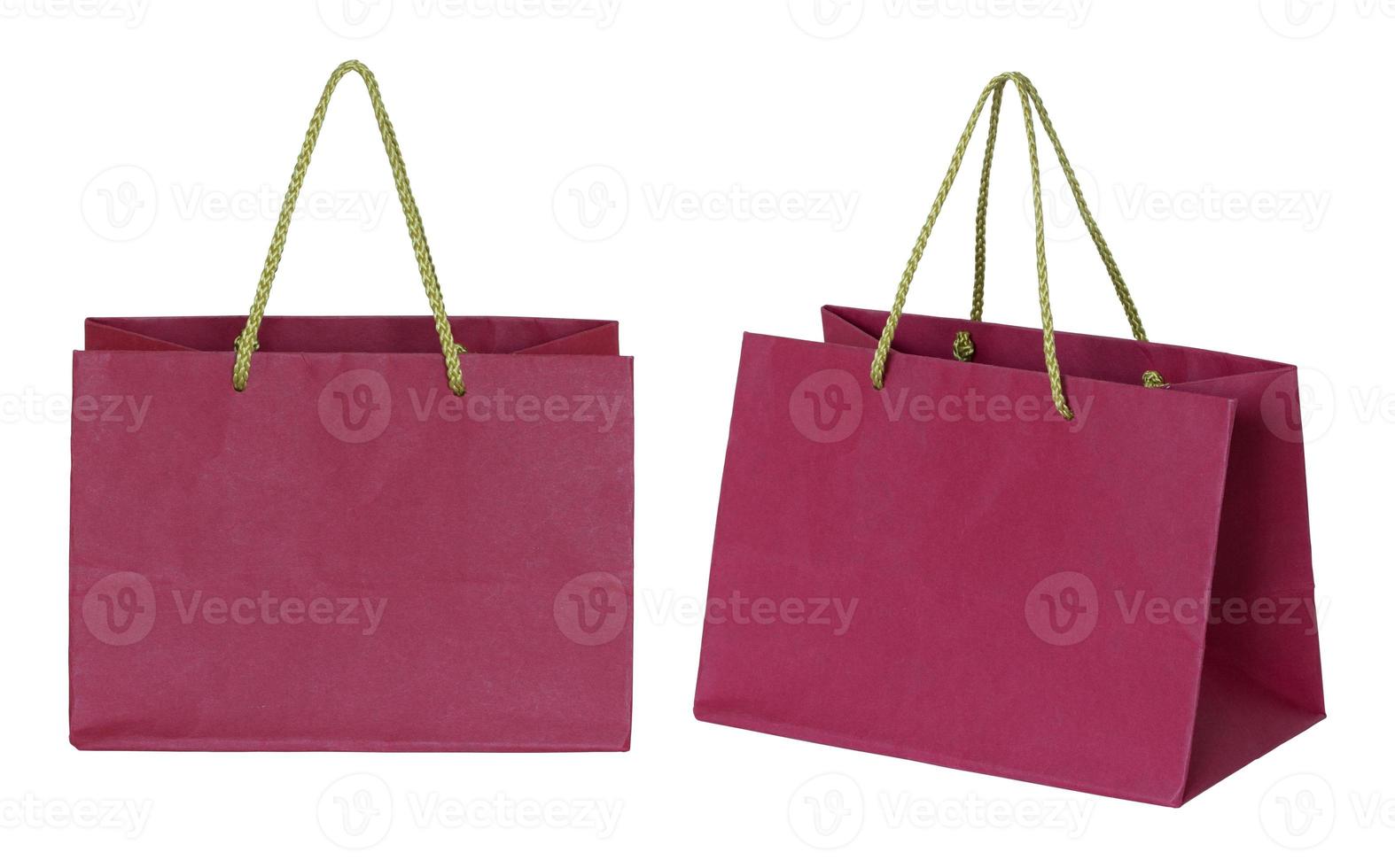 red paper bag isolated on white with clipping path photo