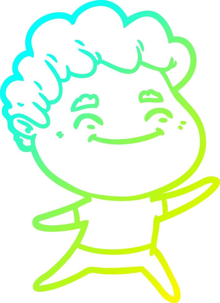 cold gradient line drawing cartoon friendly man vector