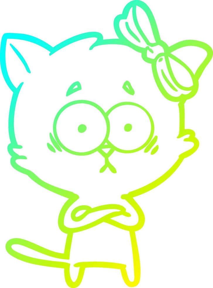 cold gradient line drawing cartoon cat vector