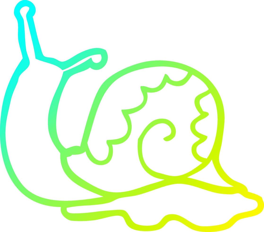 línea de gradiente frío dibujo caracol de dibujos animados vector