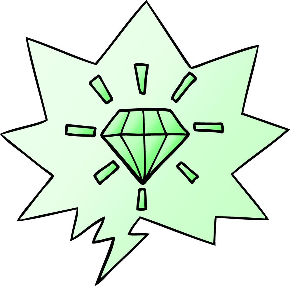 cartoon tattoo diamond and speech bubble in smooth gradient style vector