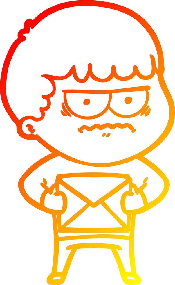 warm gradient line drawing cartoon annoyed man vector