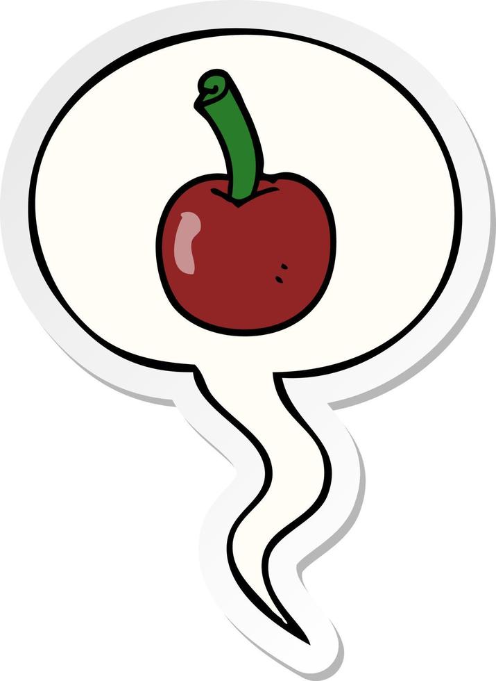 cartoon cherry and speech bubble sticker vector