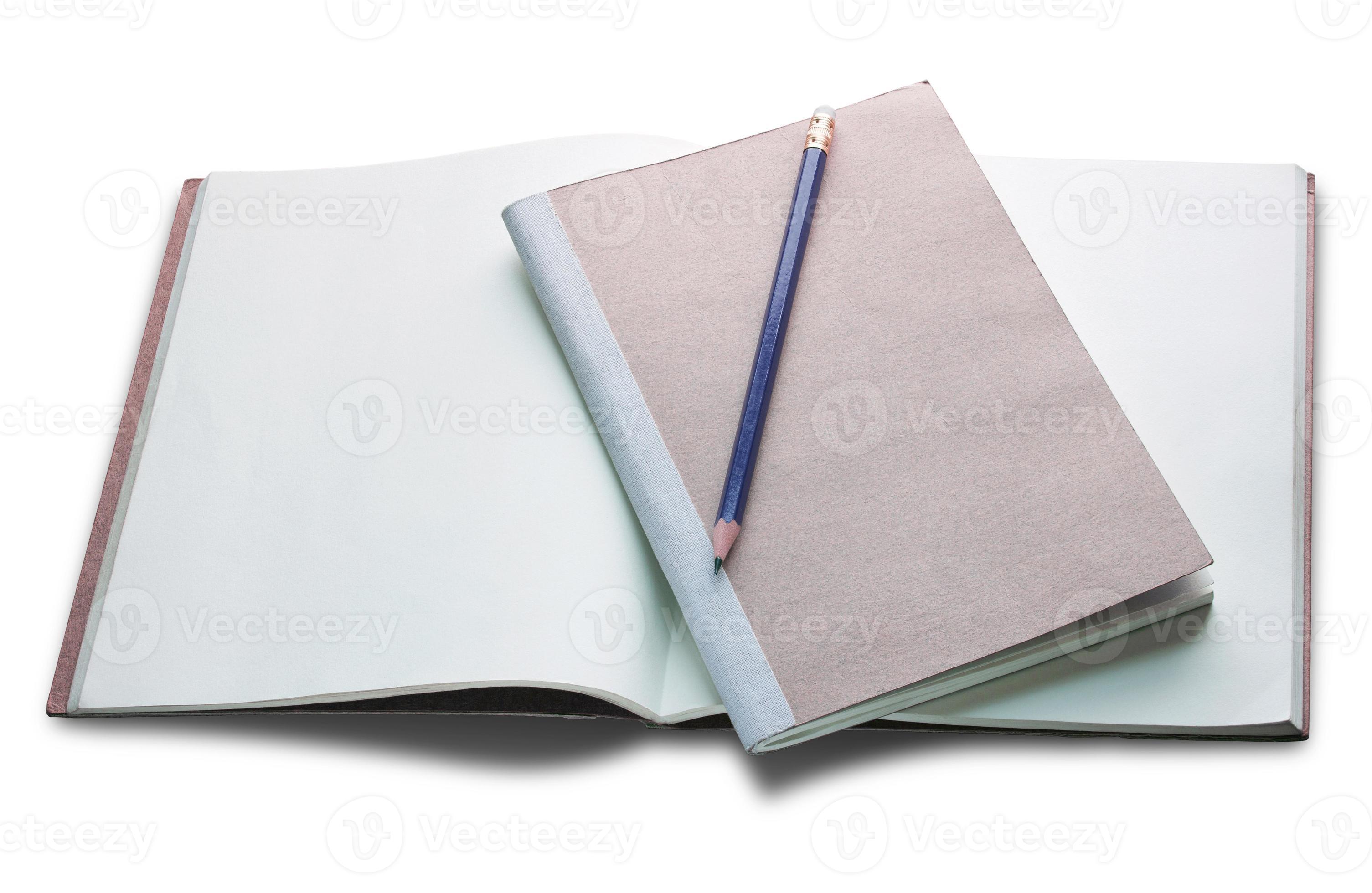 Empty Book on white background, Isolated Open Diary or Notebook