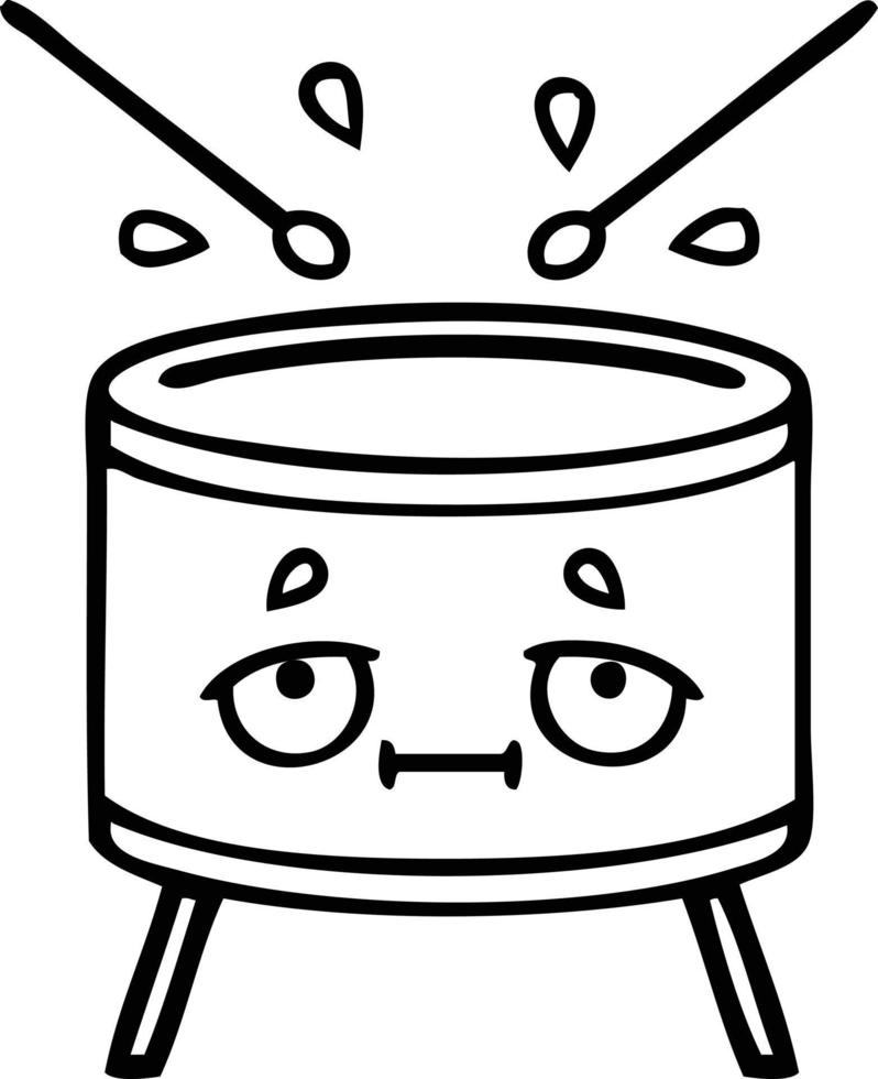 line drawing cartoon drum vector