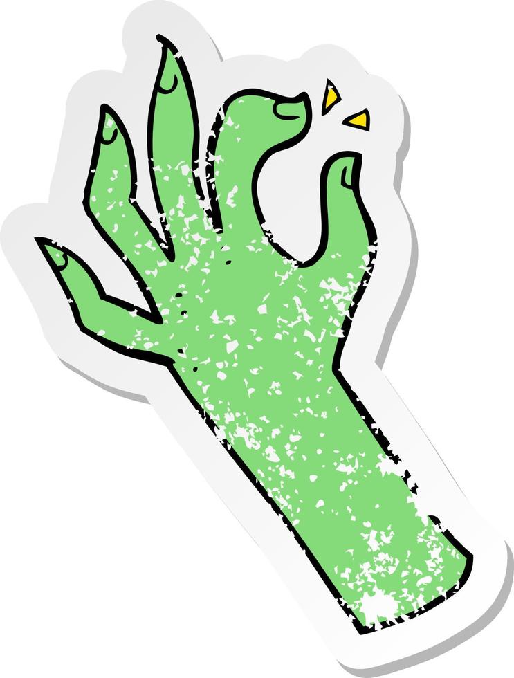 retro distressed sticker of a cartoon hand symbol vector