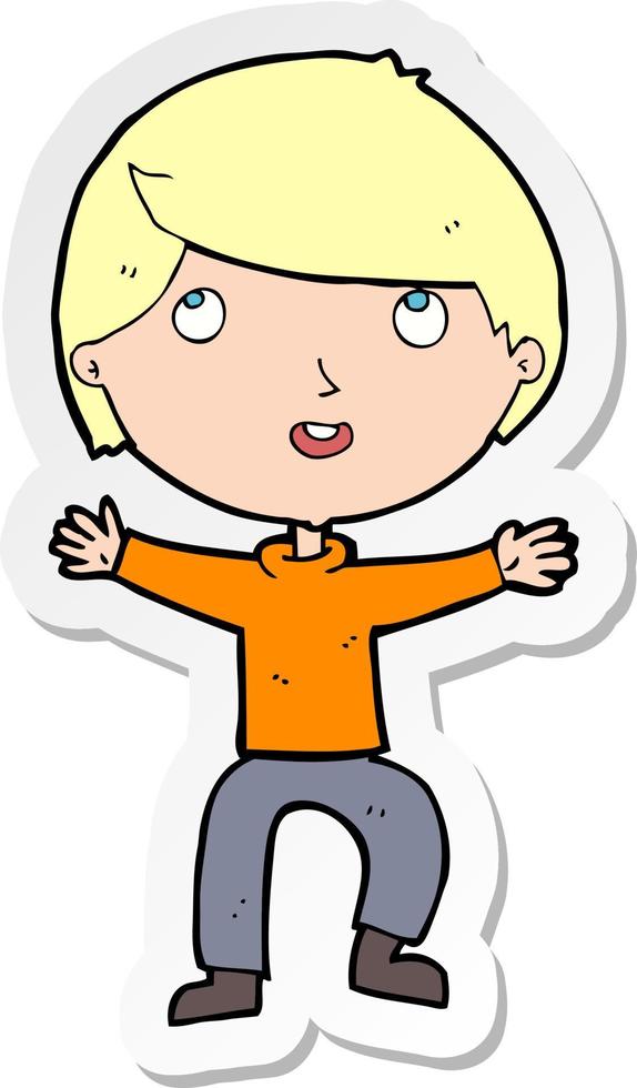 sticker of a cartoon happy boy vector