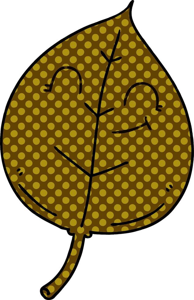 quirky comic book style cartoon happy leaf vector