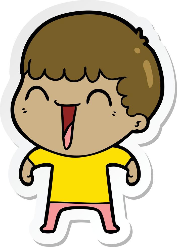 sticker of a cartoon happy man vector