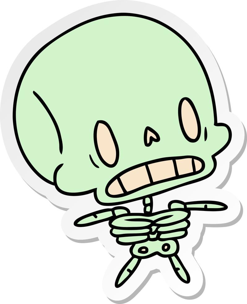 sticker cartoon kawaii cute dead skeleton vector