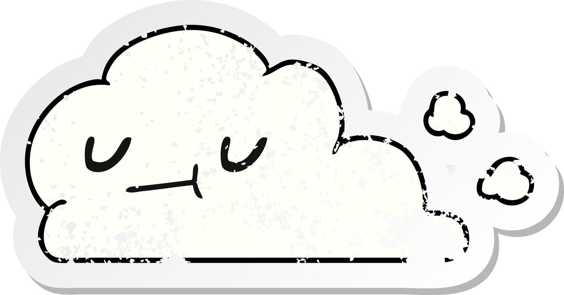 distressed sticker cartoon of kawaii happy cloud vector