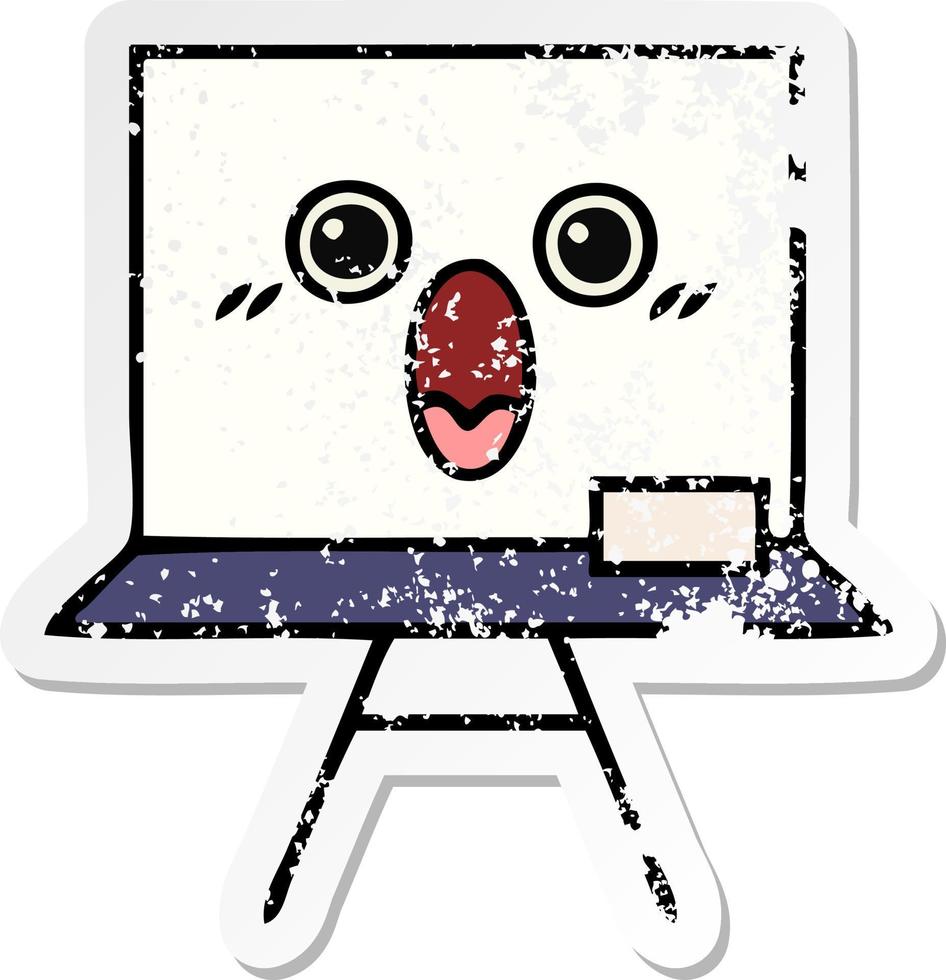 distressed sticker of a cute cartoon white board vector