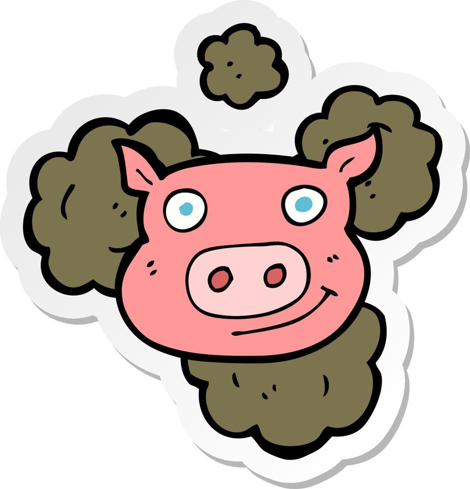 sticker of a dirty pig cartoon vector