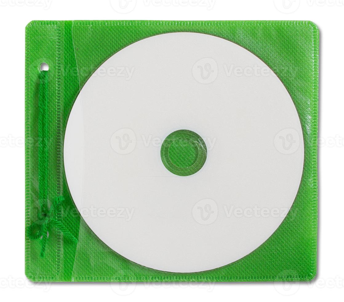 Blank DVD case and disc isolated on white photo