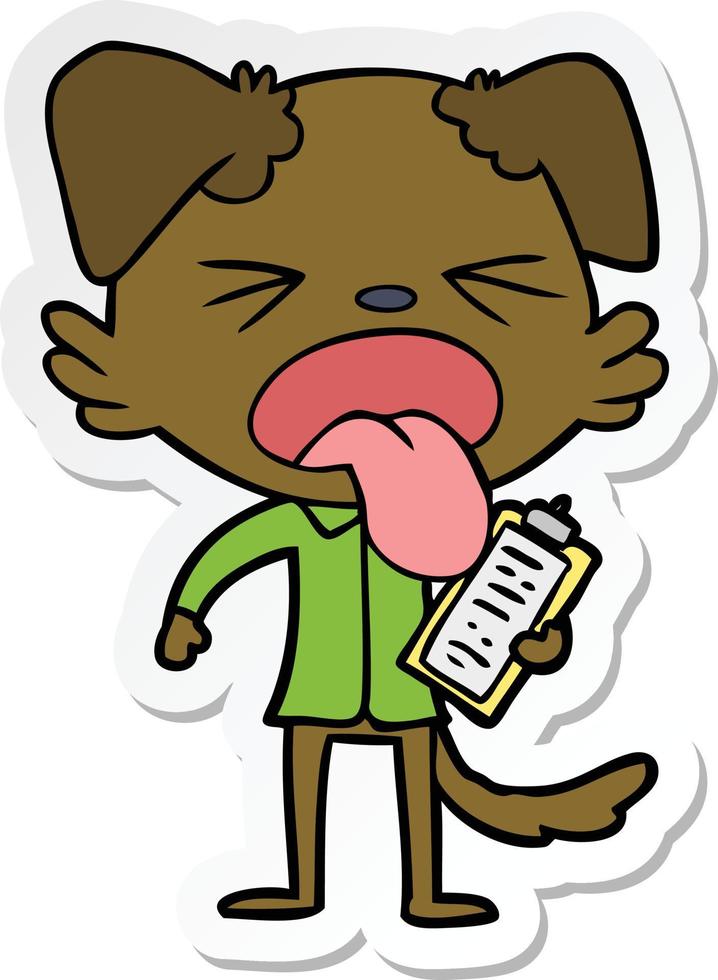 sticker of a cartoon disgusted dog vector
