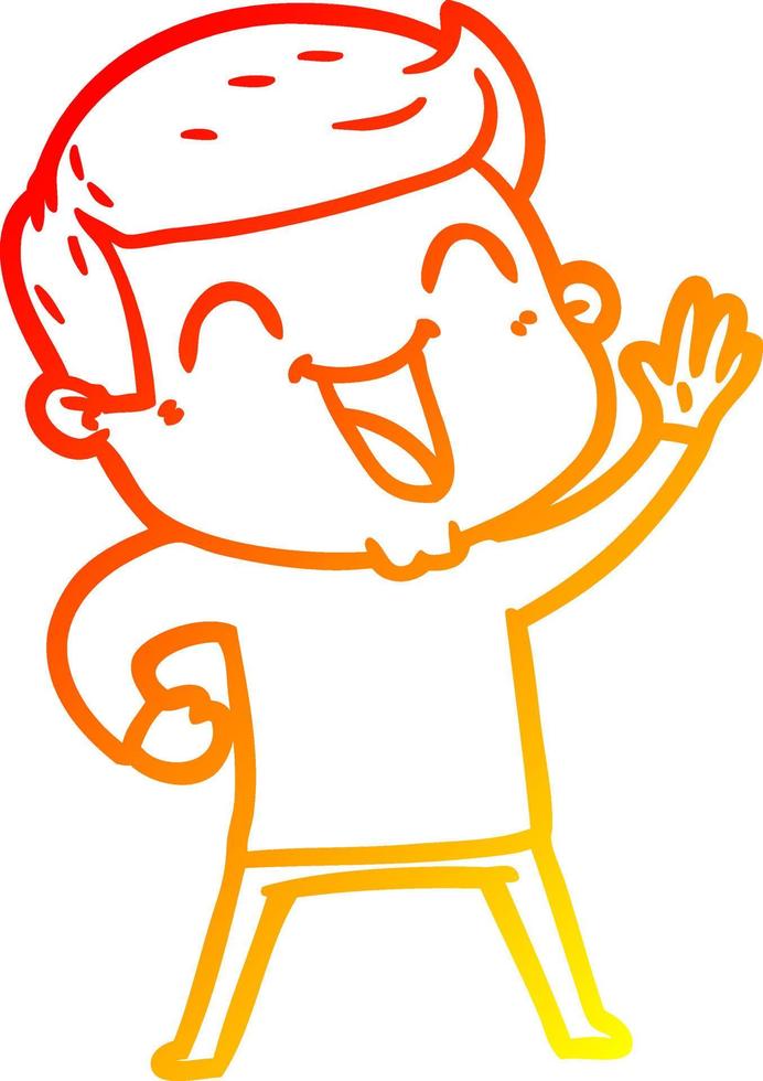 warm gradient line drawing cartoon man laughing vector