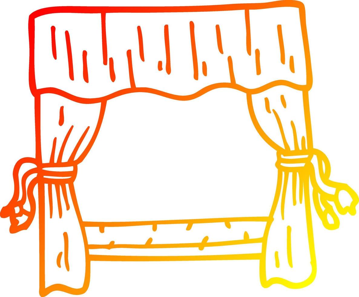 warm gradient line drawing cartoon stage curtains vector