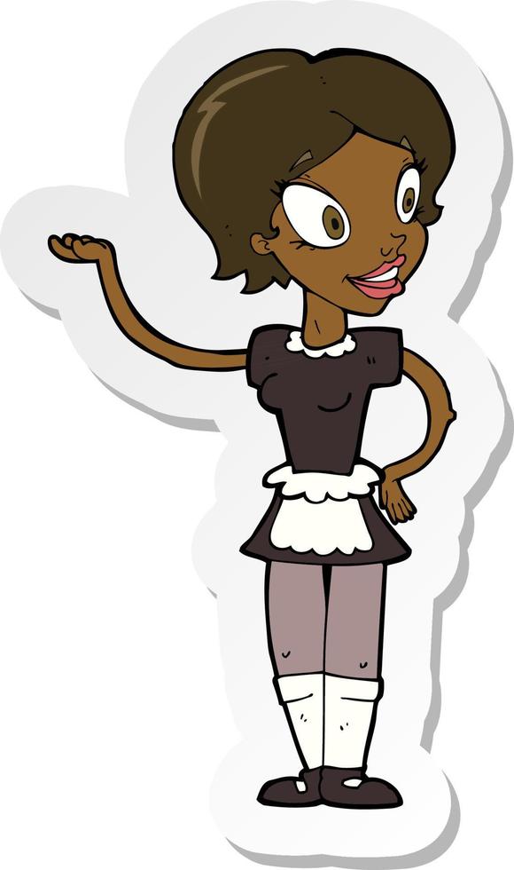 sticker of a cartoon woman in maid costume vector