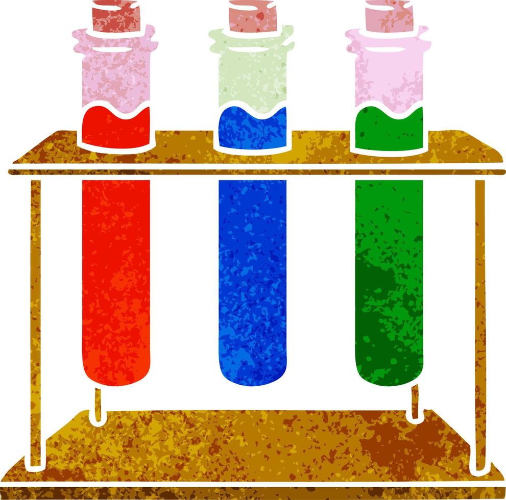 retro cartoon doodle of a science test tube vector