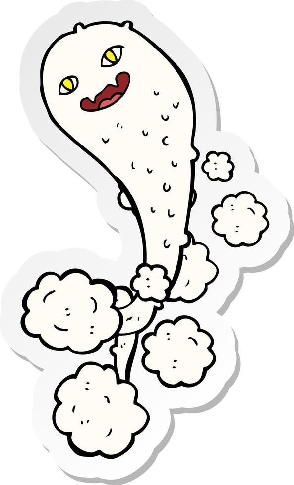 sticker of a cartoon spooky ghost vector