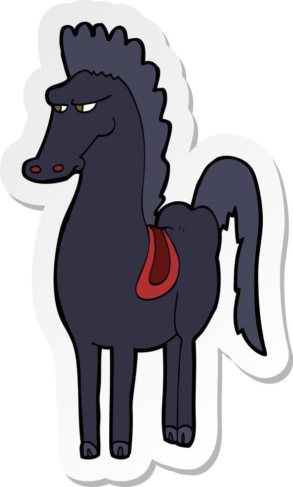 sticker of a cartoon horse vector