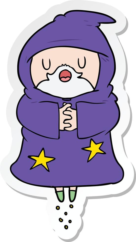 sticker of a cartoon floating wizard vector