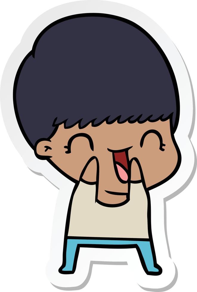 sticker of a happy cartoon boy vector