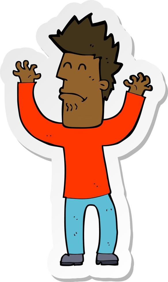 sticker of a cartoon stressed man vector