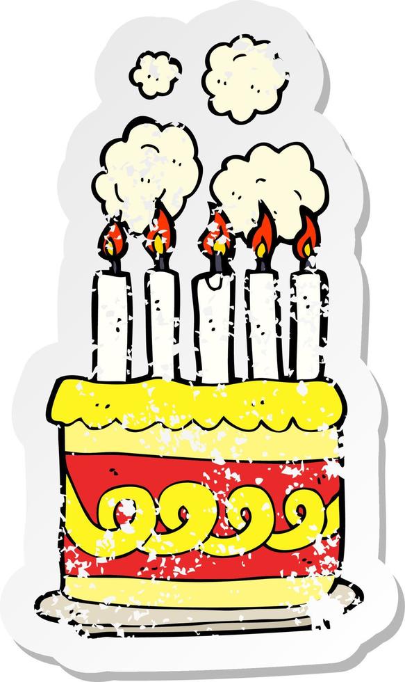 retro distressed sticker of a cartoon cake vector