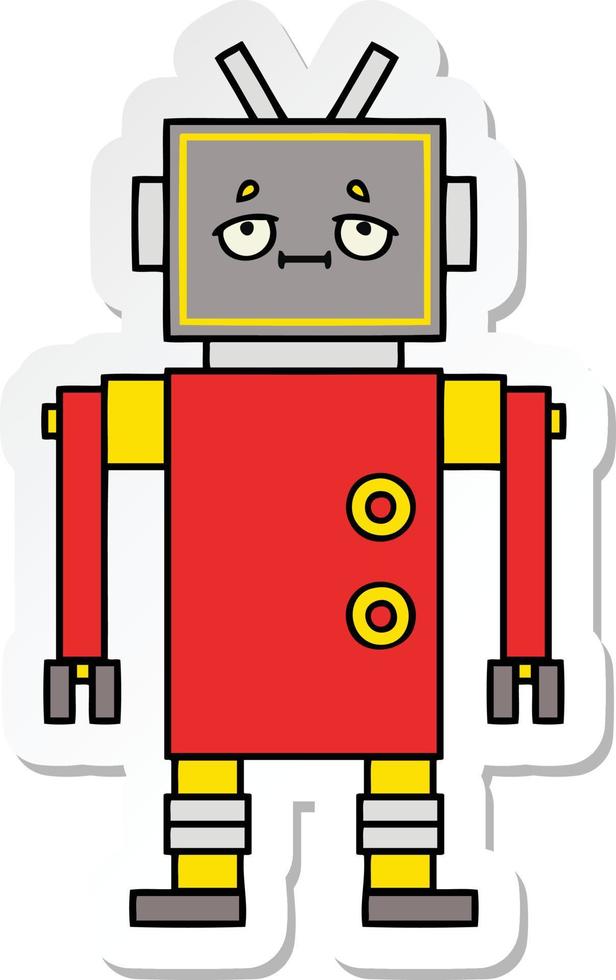 sticker of a cute cartoon robot vector