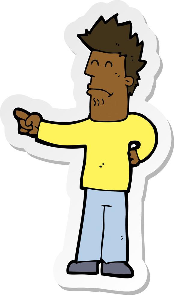 sticker of a cartoon man pointing vector