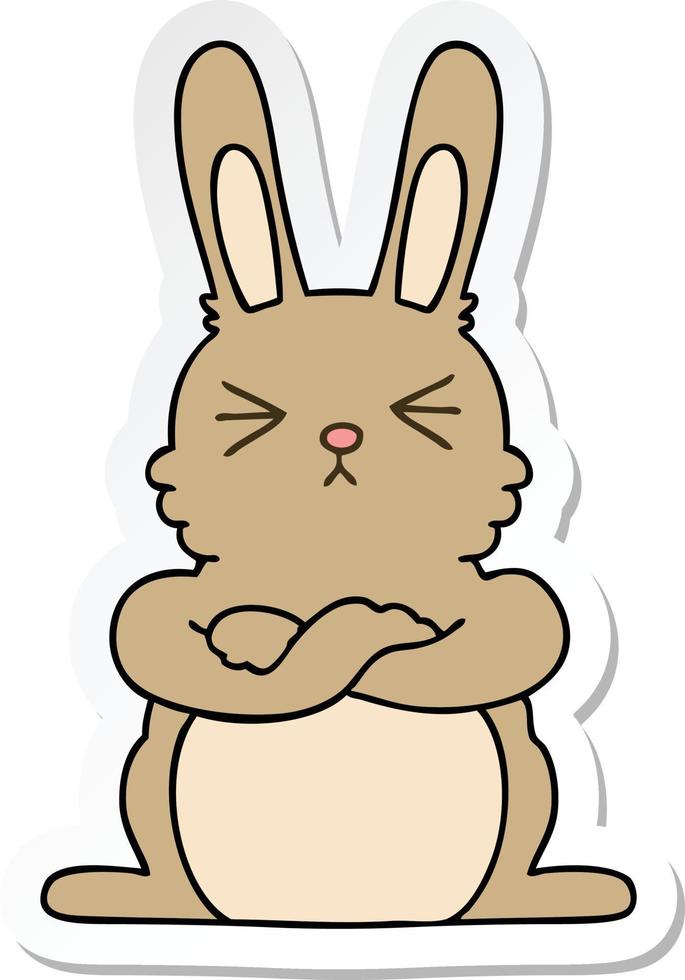 sticker of a quirky hand drawn cartoon rabbit vector