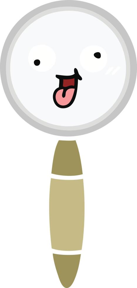 flat color retro cartoon magnifying glass vector