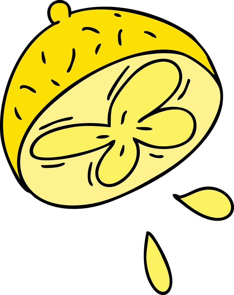 quirky hand drawn cartoon lemon vector