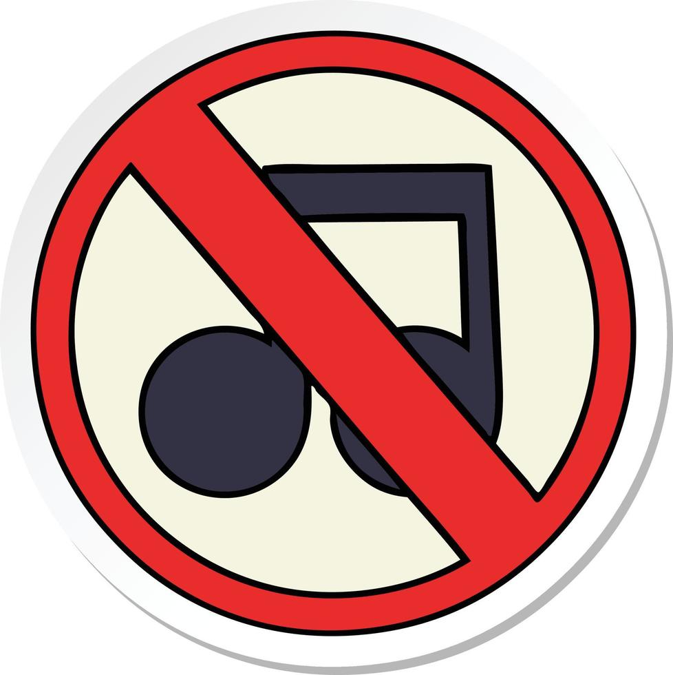 sticker of a cute cartoon no music sign vector