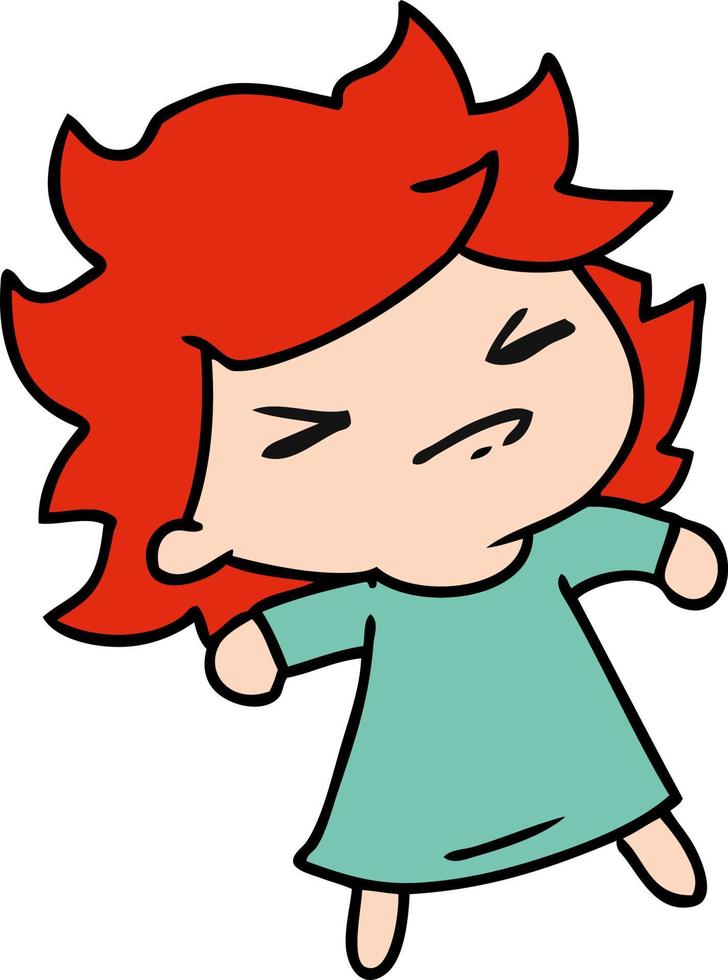cartoon of a cute kawaii girl vector