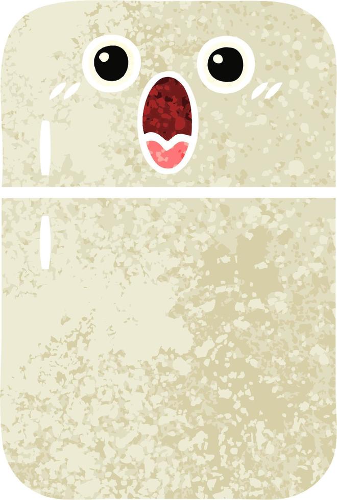 retro illustration style cartoon fridge freezer vector