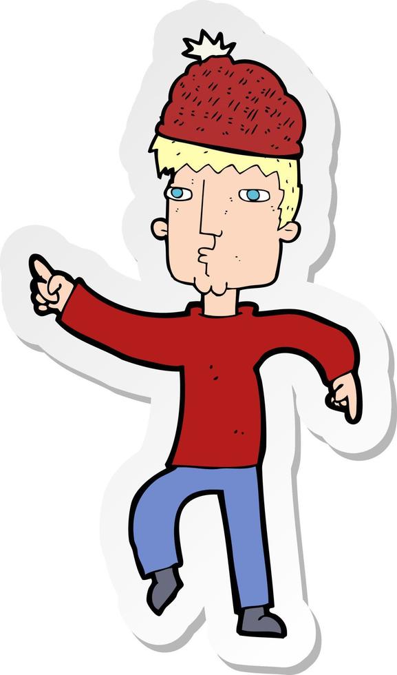 sticker of a cartoon man in hat vector