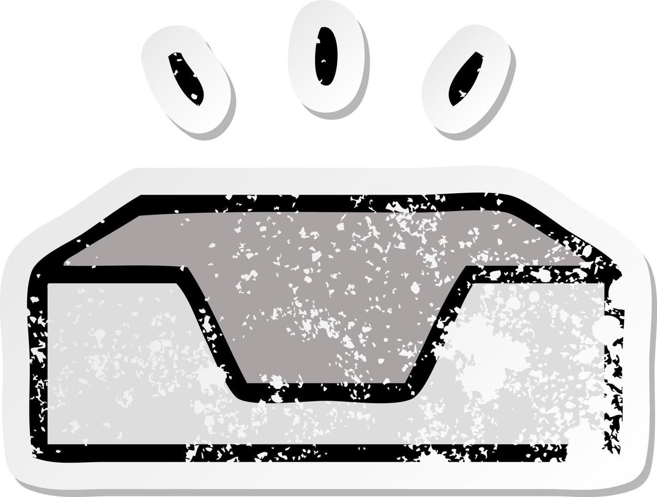 distressed sticker of a cute cartoon empty in tray vector